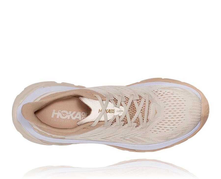 Hoka One One Mens Running Shoes - Clifton Edge - Beige - NSCX38420